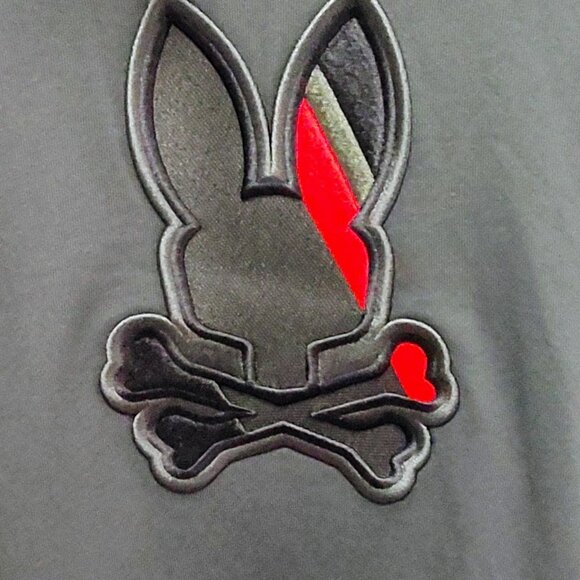 PSYCHO BUNNY SMALL GREEN AND ORANGE PULLOVOER HOODIE WITH KANGAROO POCKET - Picture 2 of 3